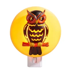 Raz 5" Owl In A Harvest Moon Halloween Night Light 4407035