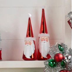 Raz 12" Painted Cone Santa Christmas Figures Set Of 2 4415571