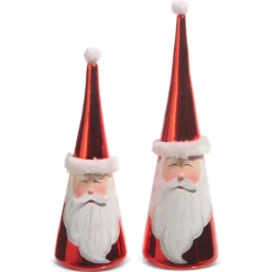 Raz 12" Painted Cone Santa Christmas Figures Set Of 2 4415571