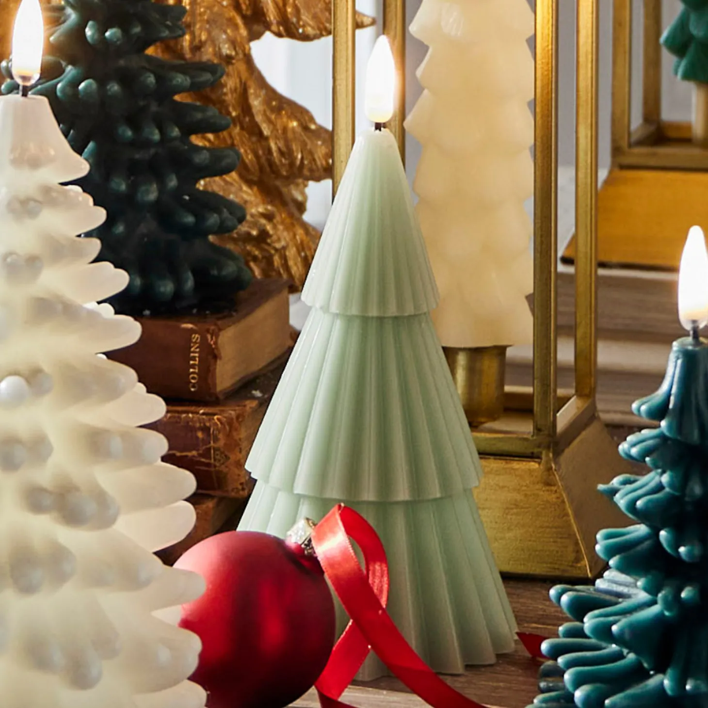 Raz 6" Pale Green Christmas Tree Battery Operated Candle Lighted Flickering Flame 4432917