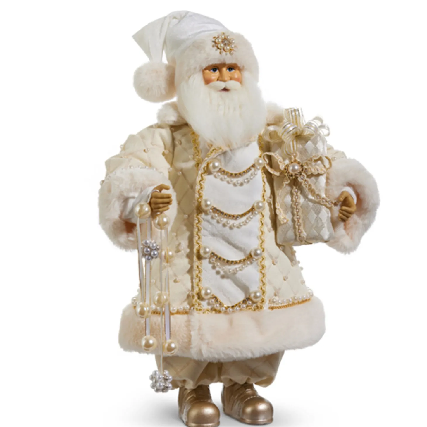 Raz 18" Pearl And Jewel Champagne Santa Christmas Figure 4415583
