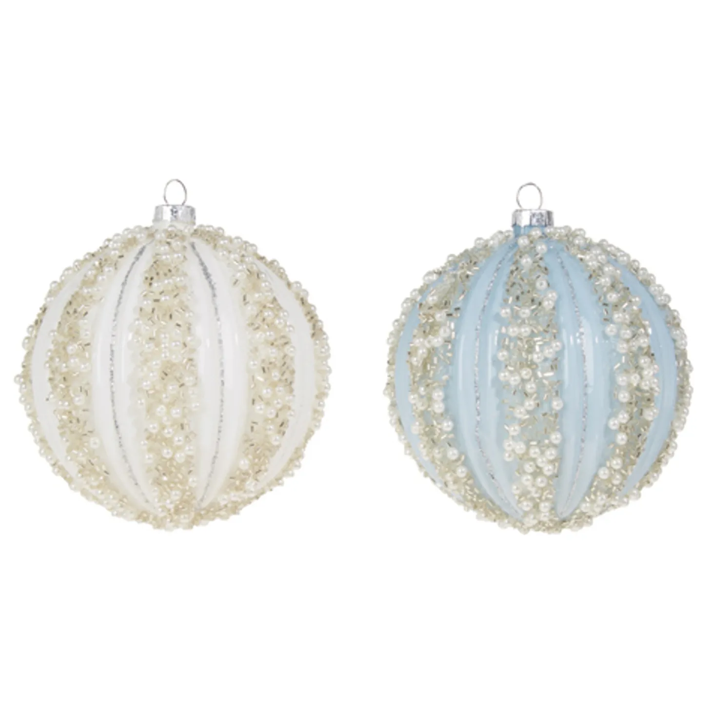 Raz 4" Pearl Beaded Glass Ball Christmas Ornament 4320039