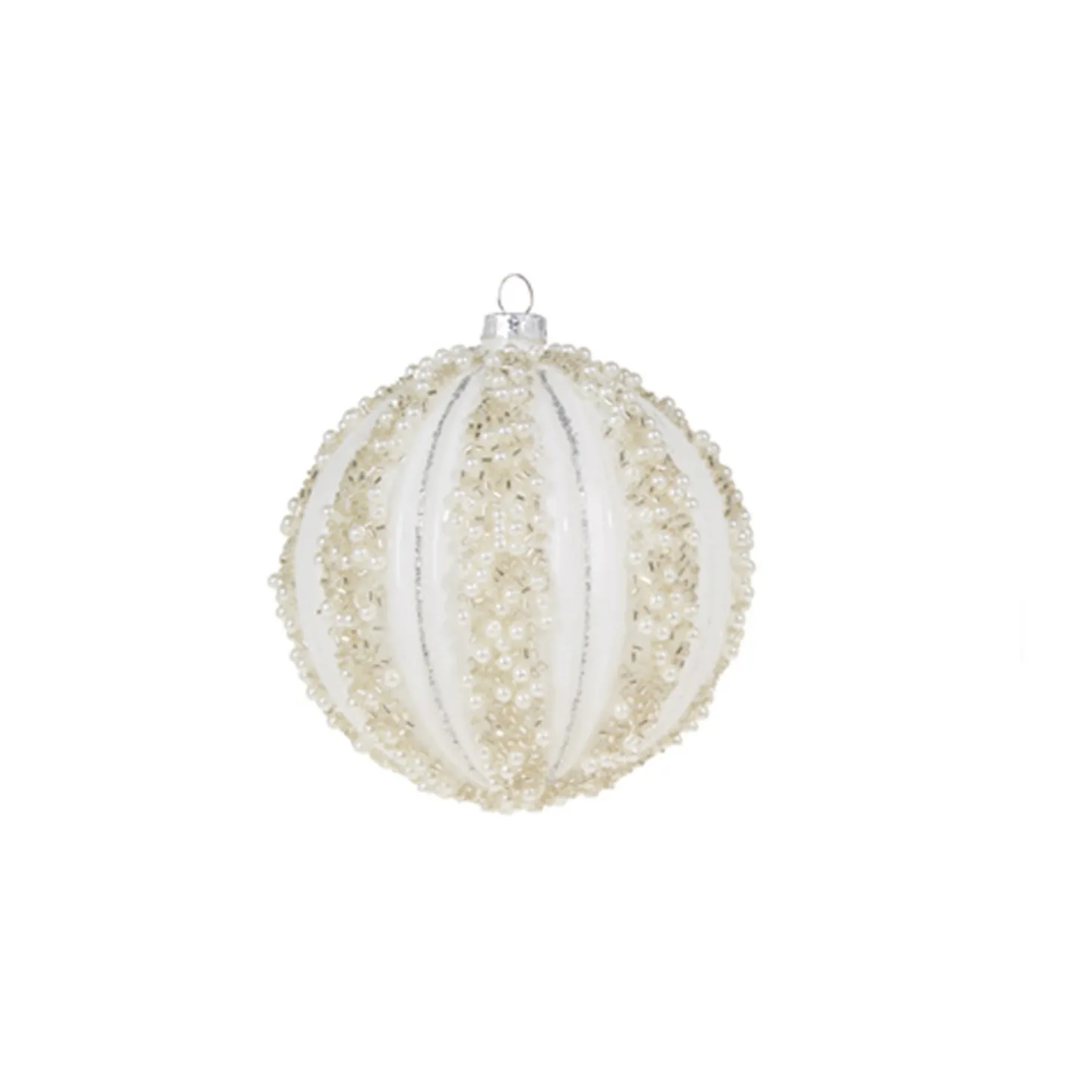 Raz 4" Pearl Beaded Glass Ball Christmas Ornament 4320039