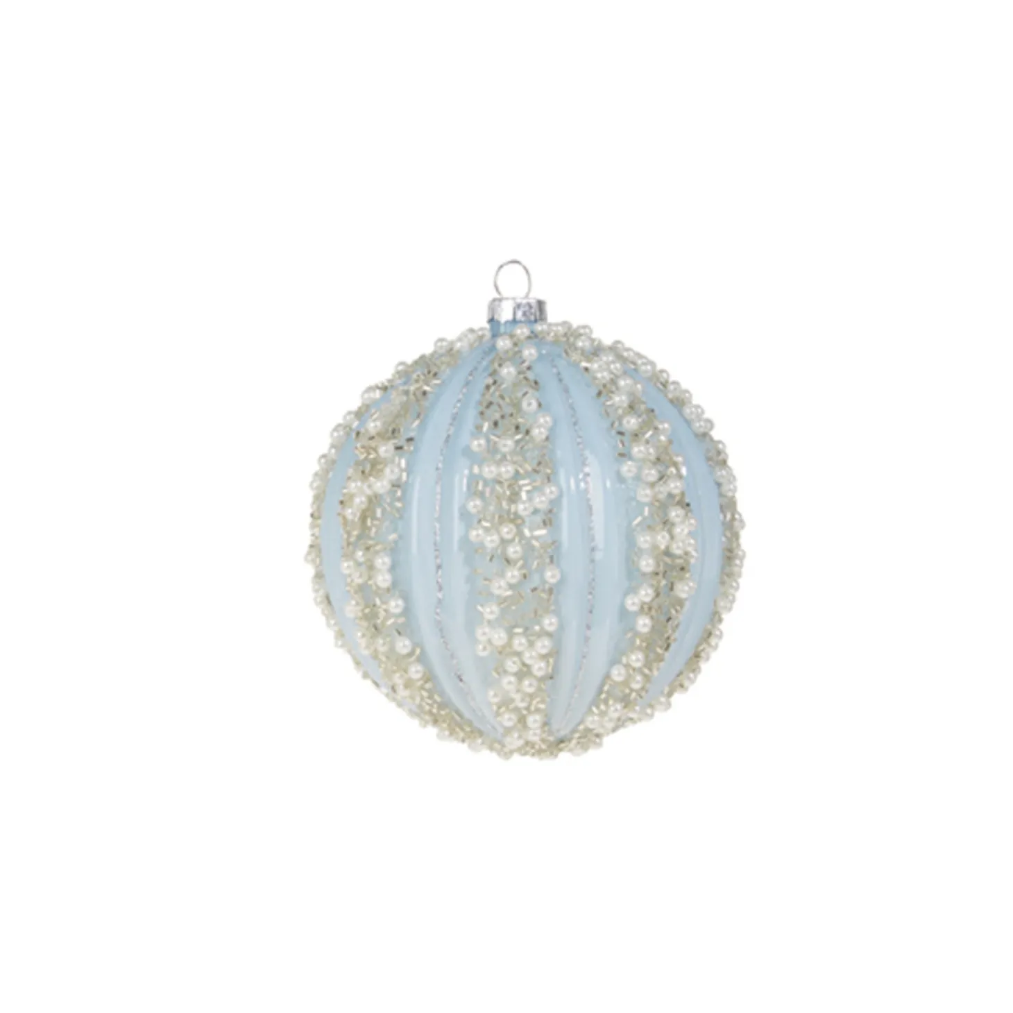 Raz 4" Pearl Beaded Glass Ball Christmas Ornament 4320039