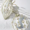 Raz 4" Pearl Embellished White Glass Christmas Ornament 4222818