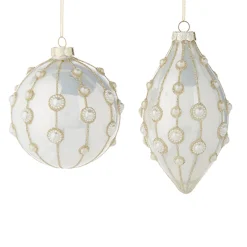 Raz 4" Pearl Embellished White Glass Christmas Ornament 4222818
