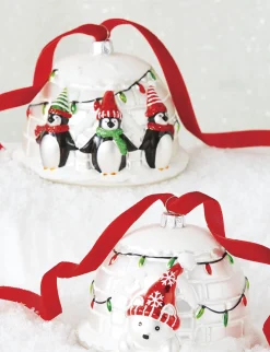 Raz 4" Penguin Or Polar Bear Igloo Glass Christmas Ornament 4252857