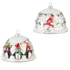Raz 4" Penguin Or Polar Bear Igloo Glass Christmas Ornament 4252857