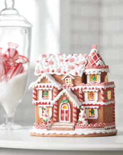 Raz 11" Peppermint Christmas Gingerbread House Decoration 4416281