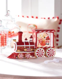 Raz 12.5" Peppermint Elves Musical Lighted Water Globe Train 4300753
