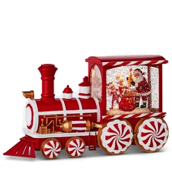 Raz 12.5" Peppermint Elves Musical Lighted Water Globe Train 4300753