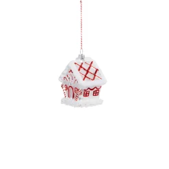Raz 3.5" Peppermint Gingerbread House Glass Christmas Ornament 4324507