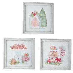Raz 14" Peppermint Parlor Textured Paper Framed Christmas Wall Art 4159152