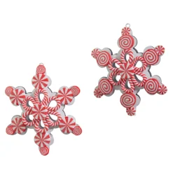 Raz 5" Peppermint Snowflake Christmas Ornament Set Of 2 4415556