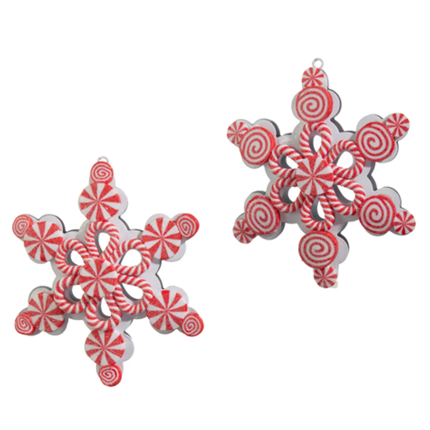 Raz 5" Peppermint Snowflake Christmas Ornament Set Of 2 4415556
