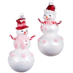 Raz 6.25" Peppermint Snowman Glass Christmas Ornament 4352876