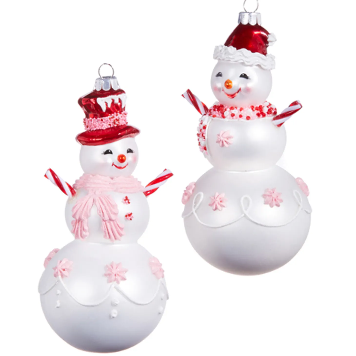 Raz 6.25" Peppermint Snowman Glass Christmas Ornament 4352876
