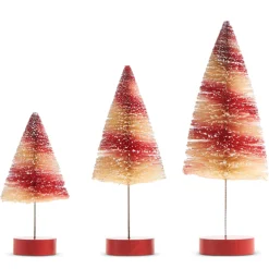 Raz 15" Peppermint Swirl Bottle Brush Trees Set Of 3 4315554
