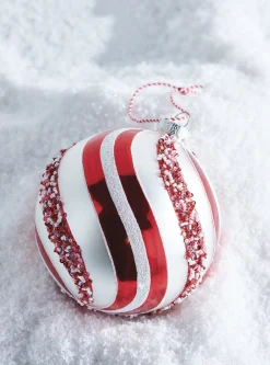 Raz 5" Peppermint Swirl Glass Ball Christmas Ornament 4220960