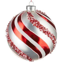 Raz 5" Peppermint Swirl Glass Ball Christmas Ornament 4220960
