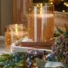 Raz 6" Pillar Battery Operated Flickering Candle In Gold Glass