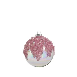 Raz 4" Pink Beaded Iridescent Glass Christmas Ornament 4422913