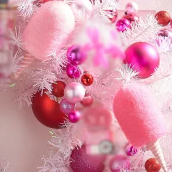 Raz 6.5" Pink Cotton Candy Christmas Ornament Set Of 2 4420034