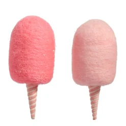 Raz 6.5" Pink Cotton Candy Christmas Ornament Set Of 2 4420034