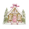 Raz 5.75" Pink Gingerbread House Metal Christmas Ornament 4416367