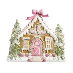 Raz 5.75" Pink Gingerbread House Metal Christmas Ornament 4416367