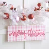 Raz 21.5" Pink Gingham Merry Christmas Christmas Sign 4457360