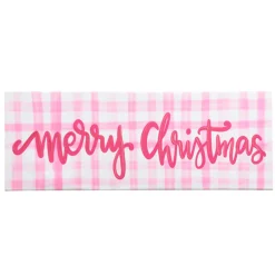 Raz 21.5" Pink Gingham Merry Christmas Christmas Sign 4457360