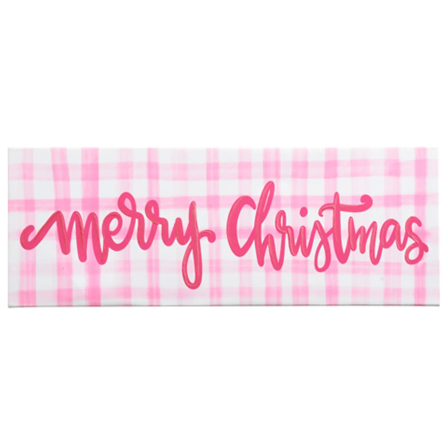 Raz 21.5" Pink Gingham Merry Christmas Christmas Sign 4457360