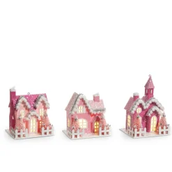 Raz 5" Pink House Village Christmas Ornament 4412533
