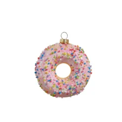 Raz 4" Pink Iced Donut Glass Christmas Ornament 4412514