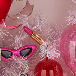 Raz 3.5" Pink Lipstick Glass Christmas Ornament 4452887