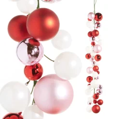 Raz 4' Pink, Red, And White Ball Garland G4332700