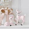 Raz 8.25" Pink Retro Christmas Deer Figure Set Of 2 4412100