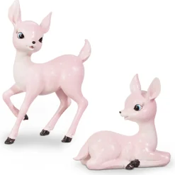 Raz 8.25" Pink Retro Christmas Deer Figure Set Of 2 4412100