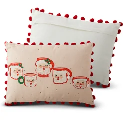Raz 20" Pink Santa Mug Lumbar Christmas Pillow 4319326
