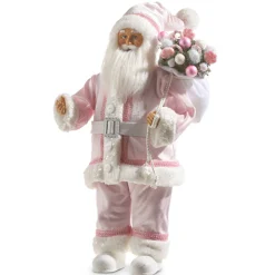 Raz 18" Pink Santa With Bag Christmas Figure 4315540
