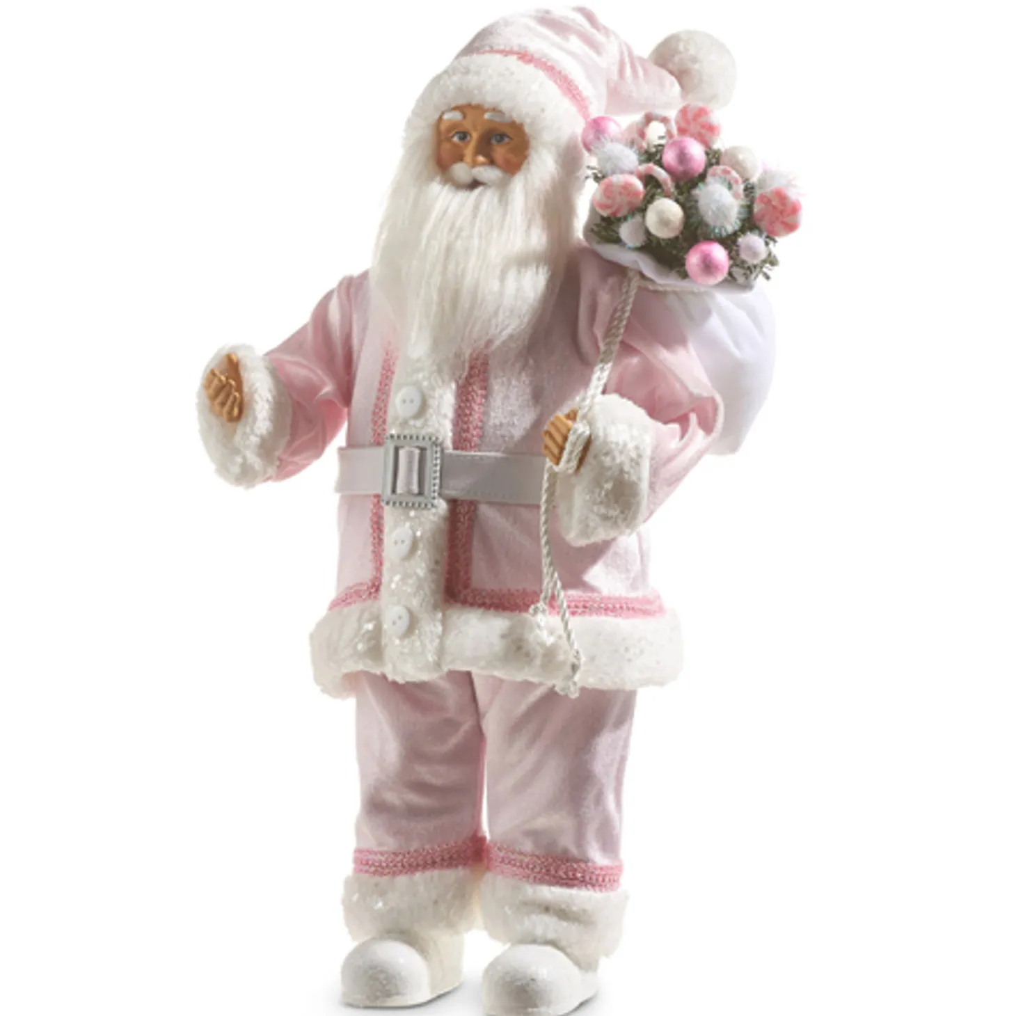 Raz 18" Pink Santa With Bag Christmas Figure 4315540