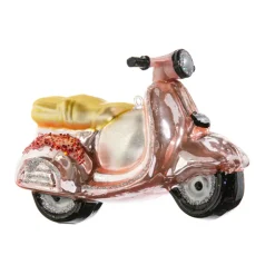 Raz 4.5" Pink Vespa Scooter Glass Christmas Ornament 4412515