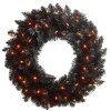 Raz 24" Pre-lit Black Tinsel Halloween Wreath W4352020