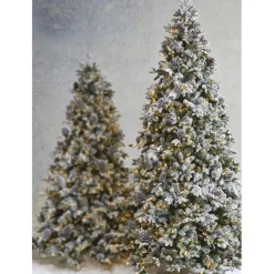 Raz 7.5' Pre-Lit Flocked Spruce Christmas Tree W/ Clear Lights T4052012