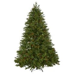 Raz 7.5' Pre-Lit Green Shenandoah Christmas Tree With Multicolor Lights T4152009