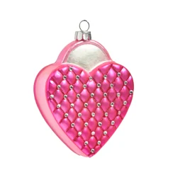 Raz 4" Quilted Pink Heart Shaped Purse Glass Christmas Ornament 4452885