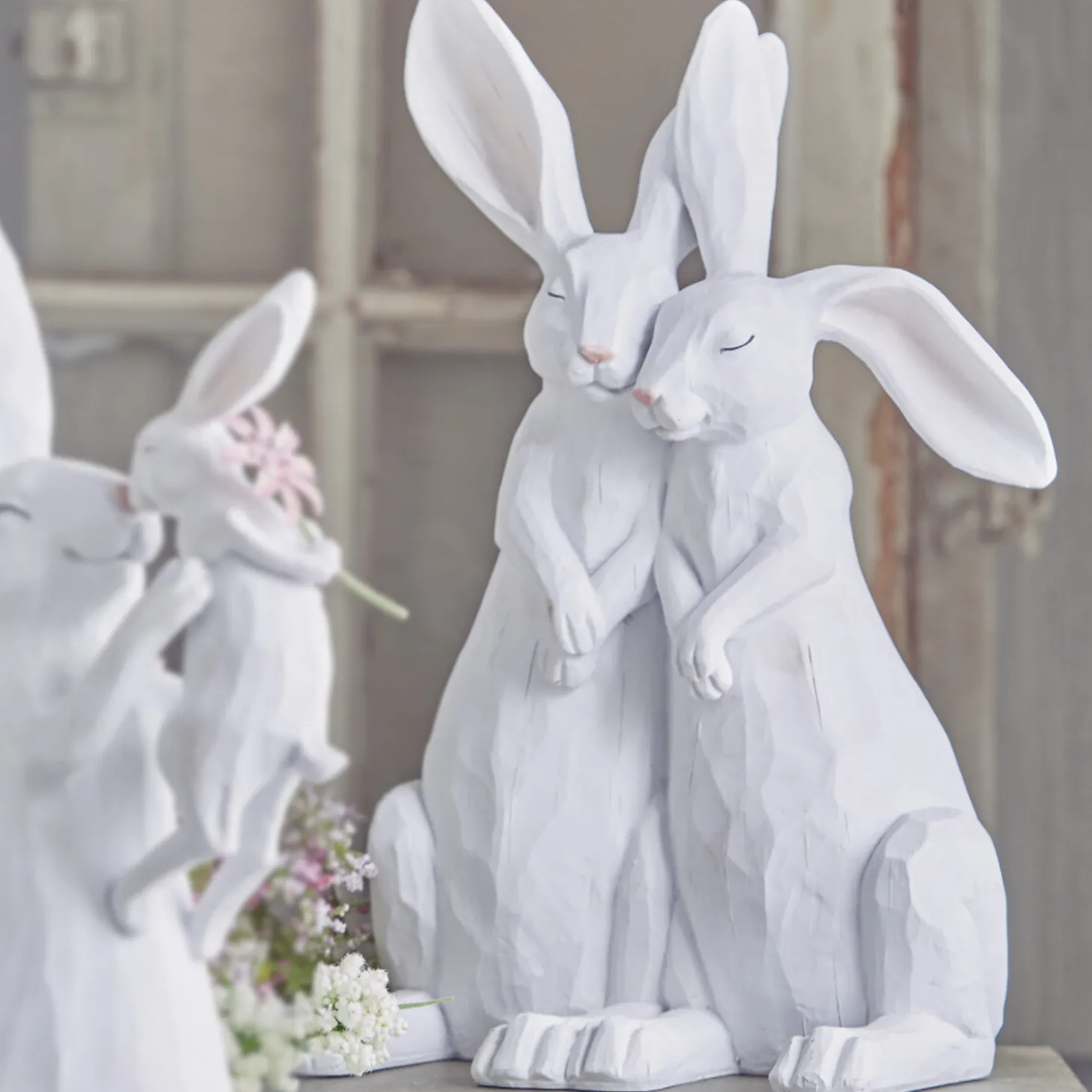 Raz 12.75" Rabbit Couple Easter Figure 4111078