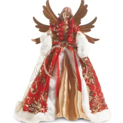 Raz 17.5" Red And Gold Angel Christmas Tree Topper 4315559