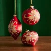 Raz 4" Red And Gold Holly Glass Christmas Ornament 4322839